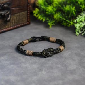 Handmade Paracord Knot Bracelet: Army Green Tactical Jewelry
